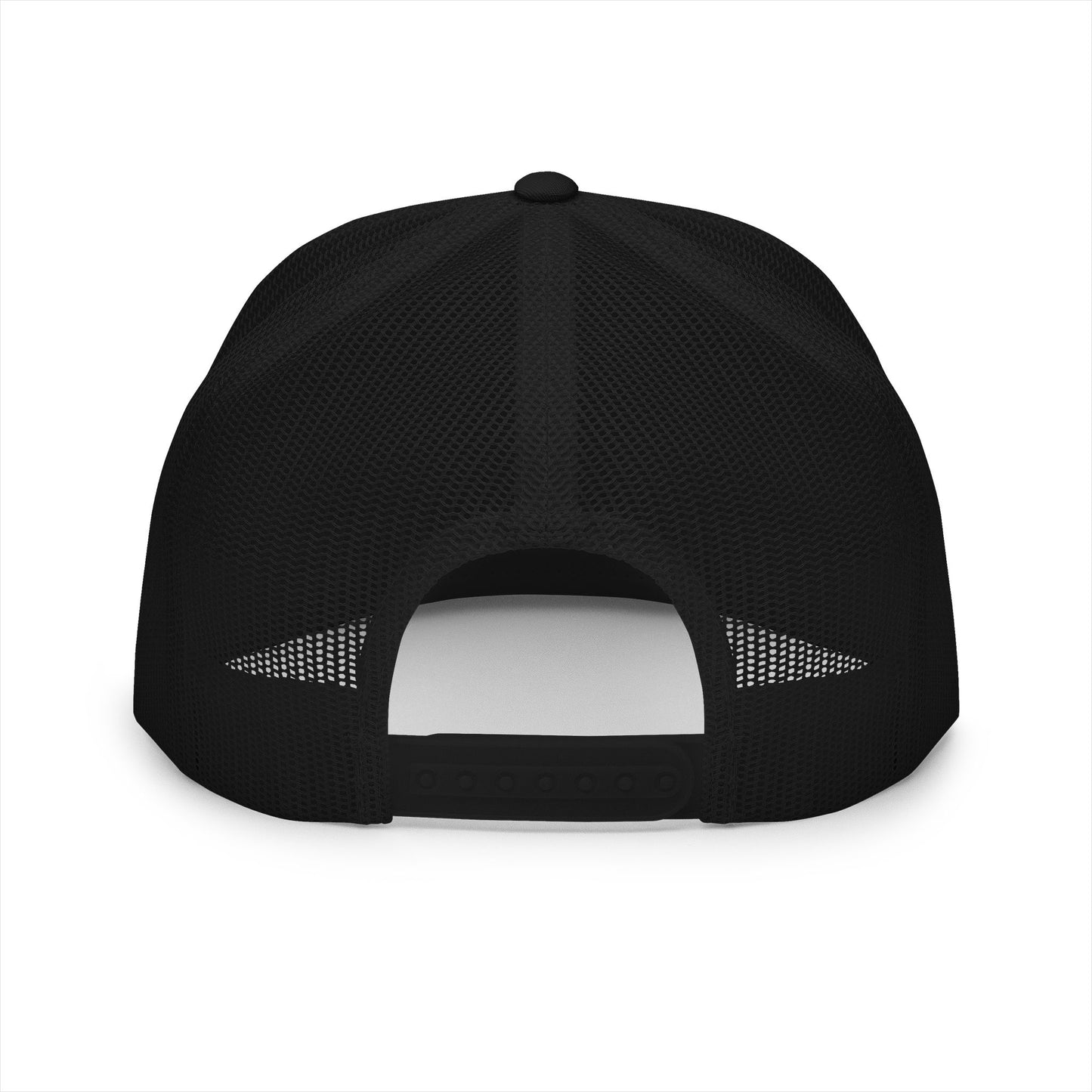 Skeleton Hook Flat Bill Trucker Cap - Black