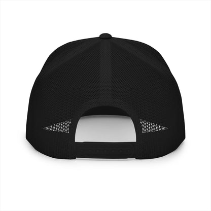 Skeleton Hook Flat Bill Trucker Cap - Black