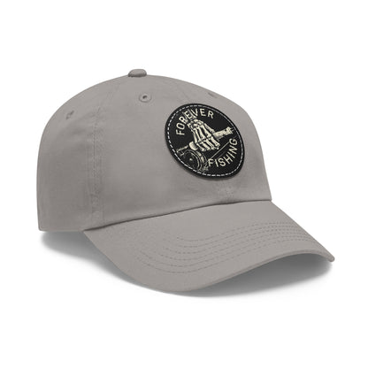 Forever Fishing Leather Patch Dad Hat - White Logo