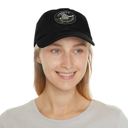 Forever Fishing Leather Patch Dad Hat - White Logo