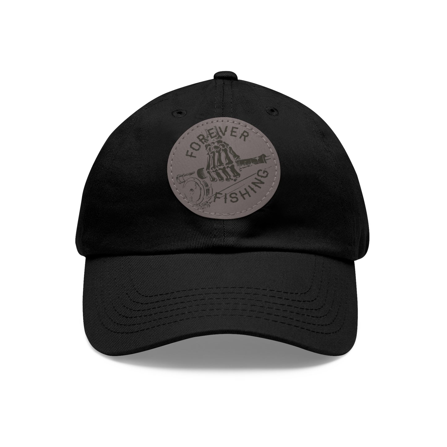 Forever Fishing Leather Patch Dad Hat - Black Logo