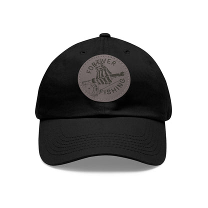 Forever Fishing Leather Patch Dad Hat - Black Logo