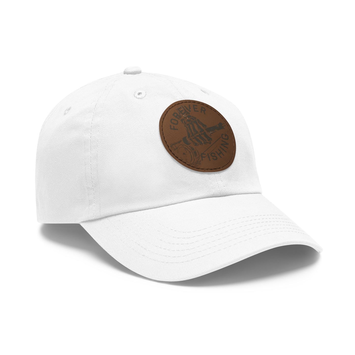 Forever Fishing Leather Patch Dad Hat - Black Logo