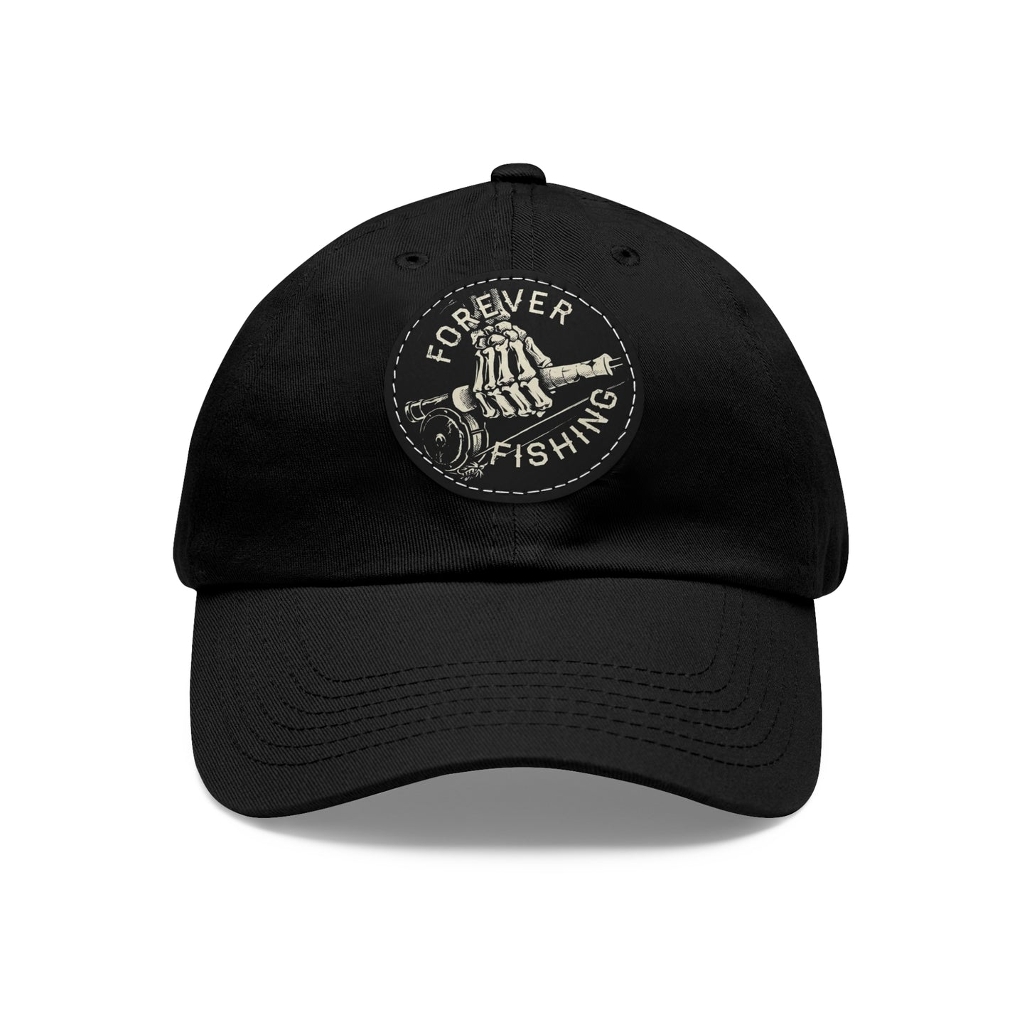 Forever Fishing Leather Patch Dad Hat - White Logo