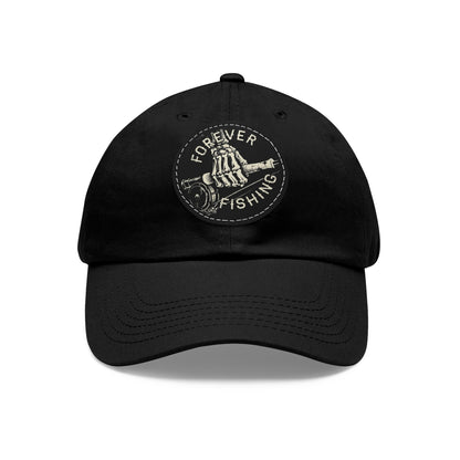 Forever Fishing Leather Patch Dad Hat - White Logo