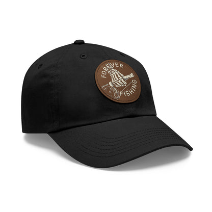 Forever Fishing Leather Patch Dad Hat - White Logo