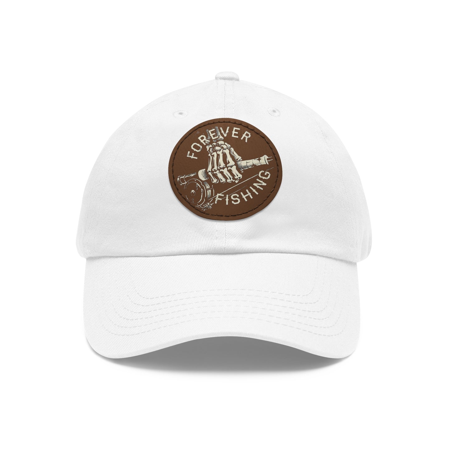 Forever Fishing Leather Patch Dad Hat - White Logo