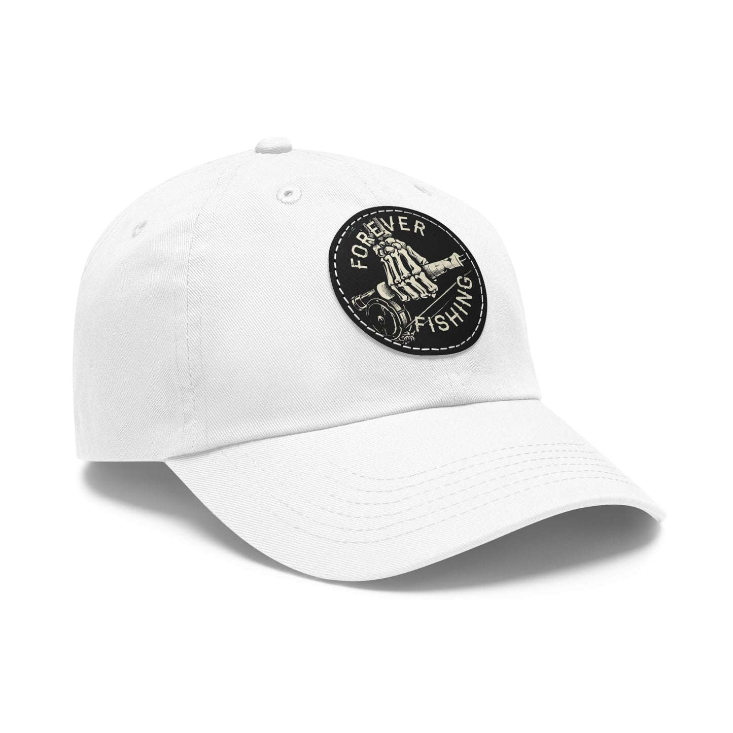 Forever Fishing Leather Patch Dad Hat - White Logo