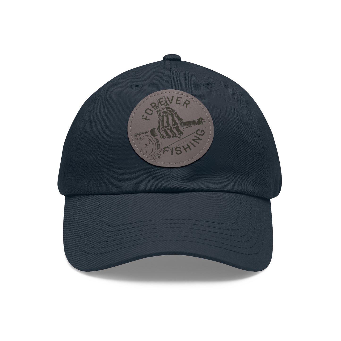 Forever Fishing Leather Patch Dad Hat - Black Logo