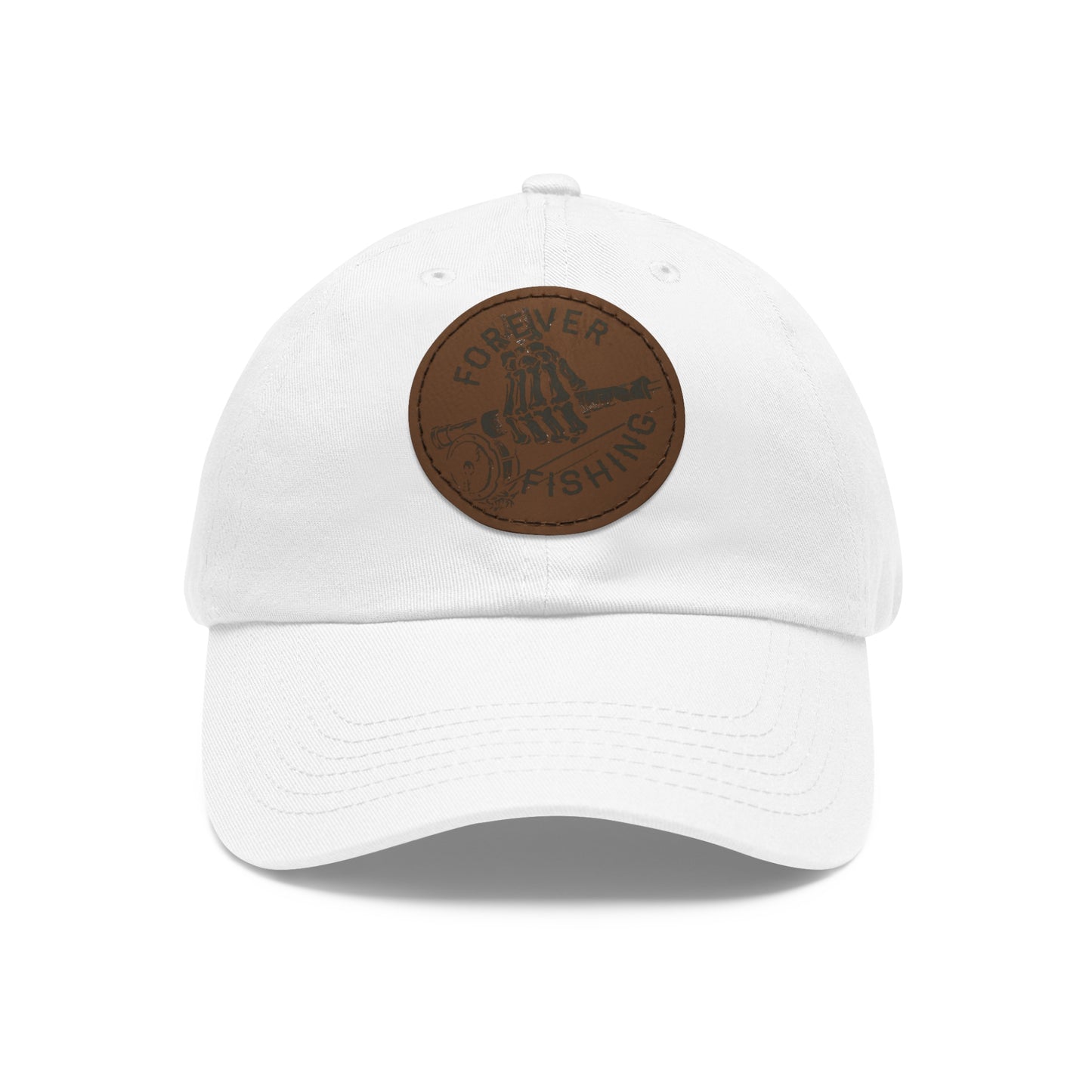 Forever Fishing Leather Patch Dad Hat - Black Logo