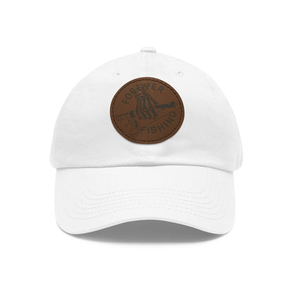 Forever Fishing Leather Patch Dad Hat - Black Logo