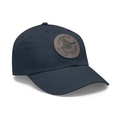 Forever Fishing Leather Patch Dad Hat - Black Logo