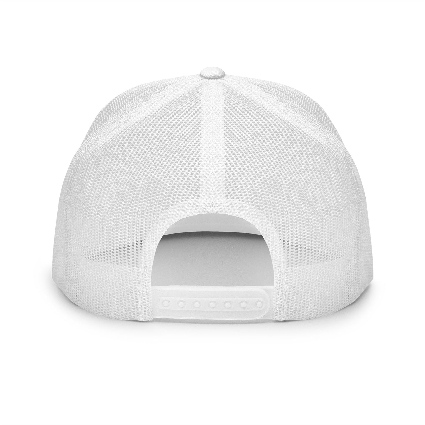 Skeleton Hook Flat Bill Trucker Cap - White