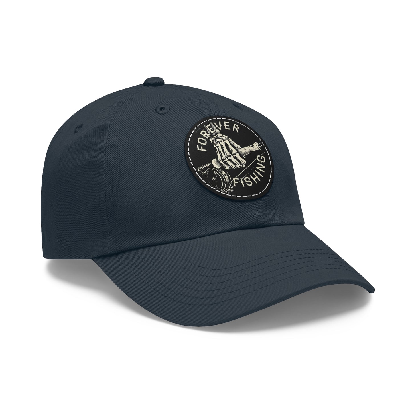 Forever Fishing Leather Patch Dad Hat - White Logo