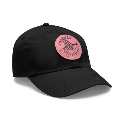 Forever Fishing Leather Patch Dad Hat - Black Logo