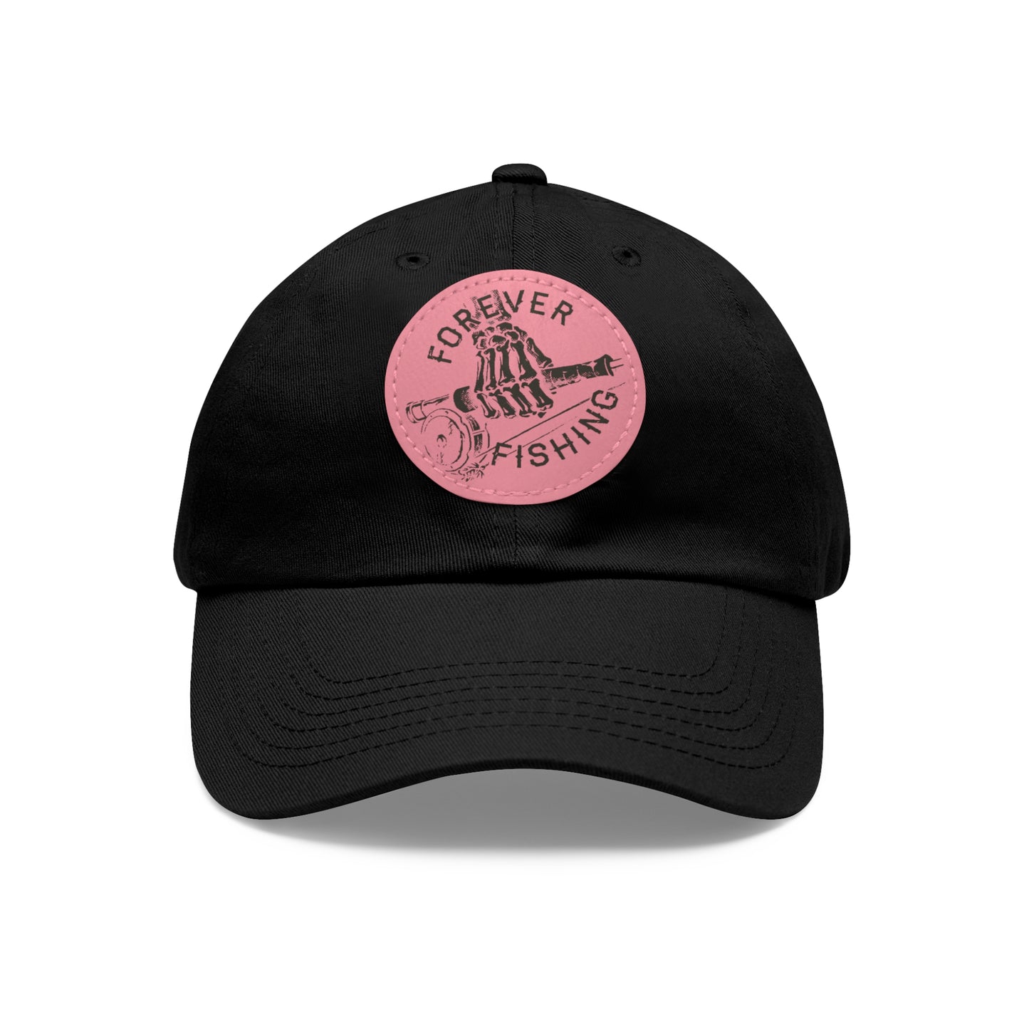 Forever Fishing Leather Patch Dad Hat - Black Logo