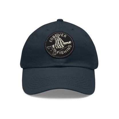 Forever Fishing Leather Patch Dad Hat - White Logo