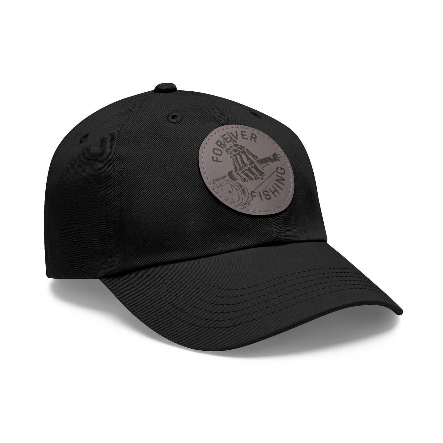 Forever Fishing Leather Patch Dad Hat - Black Logo