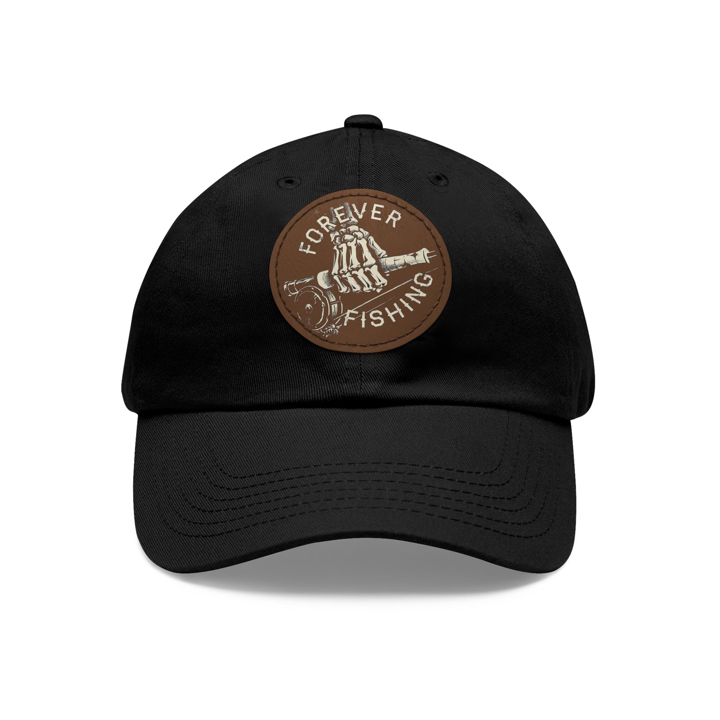Forever Fishing Leather Patch Dad Hat - White Logo