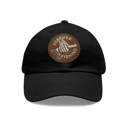 Forever Fishing Leather Patch Dad Hat - White Logo