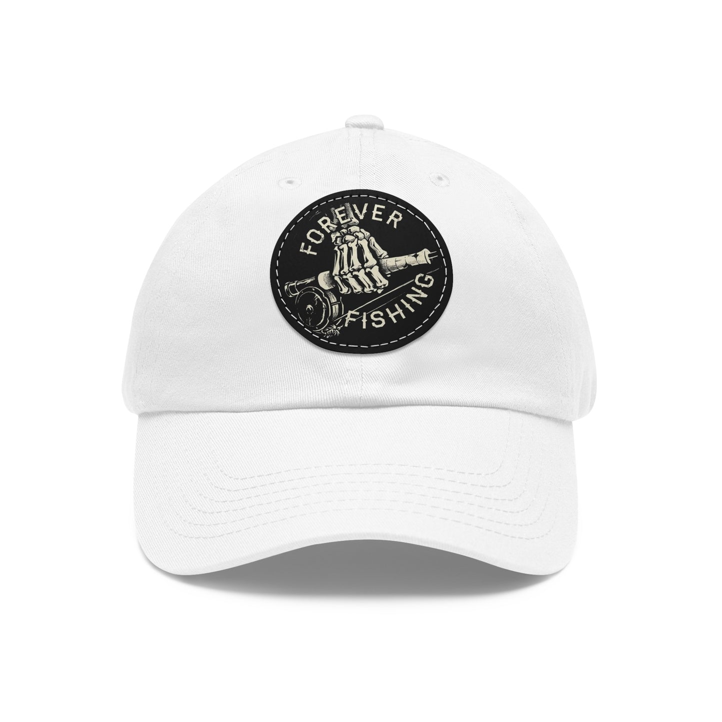 Forever Fishing Leather Patch Dad Hat - White Logo